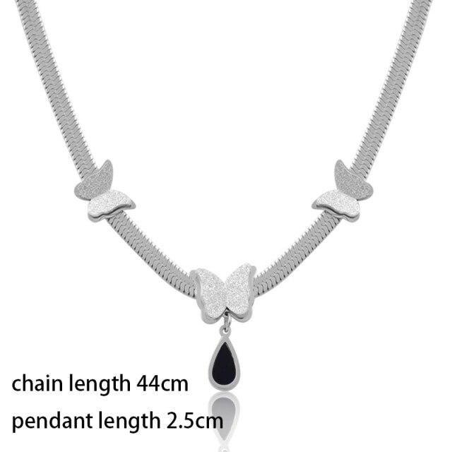 Stainless Steel Black White Hollow CZ Star Rose Gold Silver Color Necklace for Women Jewelry  New Arrival 334 KO2
