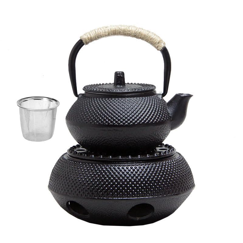 

Iron Teapot and Stove Set with Tea Strainer, IH Compatible, Stylish Iron Teapot, Traditional Craft, Gift (0.3L Set)