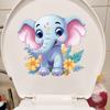 Schöne farbige Toilettensitzaufkleber mit Elefantenbaby, selbstklebende Tieraufkleber, Toiletten-/Badezimmerdekoration, wasserfester Aufkleber