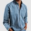 Men's Solid Color Long-Sleeve Shirt Jacket for Spring and Autumn with Turn-Down Collar