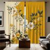 Piece Set High Definition Digital Printed Curtainyellow Background Floral Pattern White Yellow Flowers Green Curtain Made Of Polyester