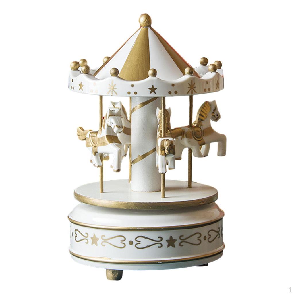 Weihnachten Holz Karussell Spieluhr Ornament dekorative drehen Pferd geformt für Urlaub Dekoration