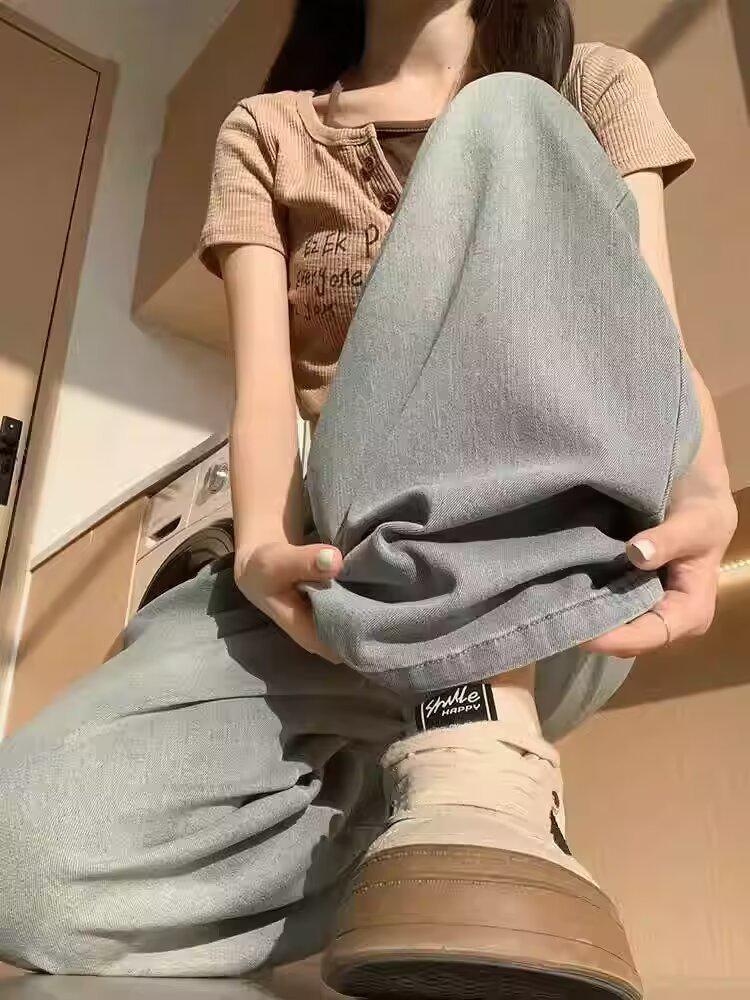 Summer 2024 Ice Silk Breathable Cropped Jeans
