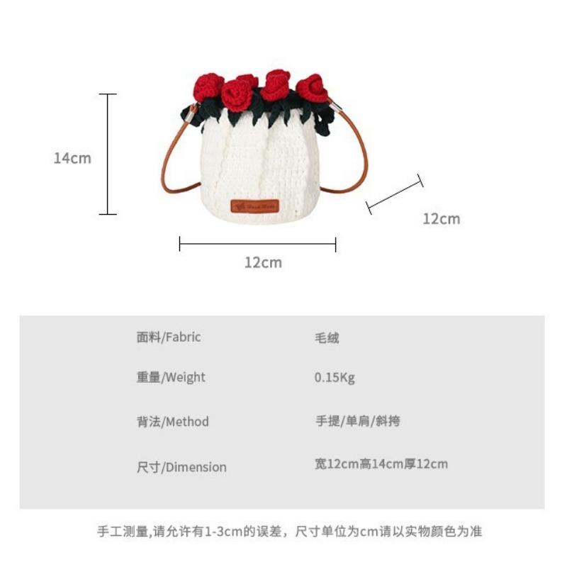 New Fashion Temperament Trend Bag Female Cute Shoulder Messenger Bag Rose Bouquet Bucket Women's Armpit Bag