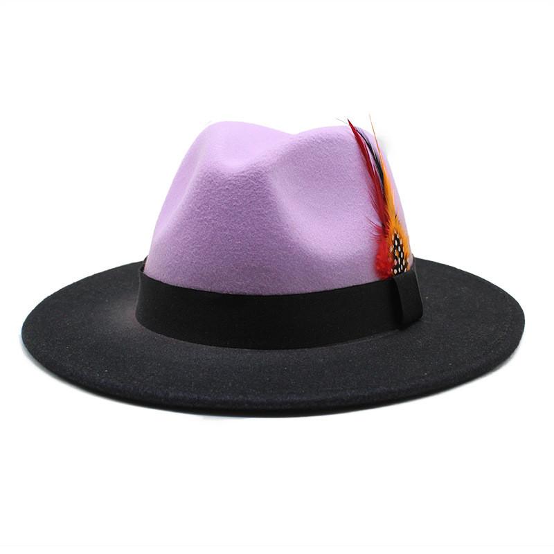 Fedora Hat For Men Women With Gradient Color Wool Felt Sun Protection Outdoor Fashion Accessory
