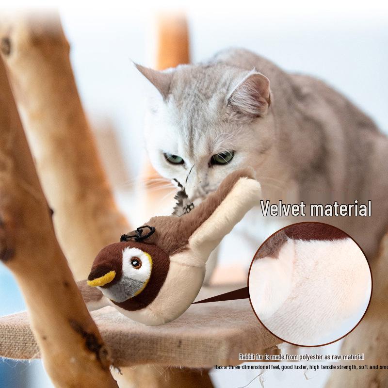 Bite-Resistant Electric Plush Sparrow Toy for Cats and Dogs