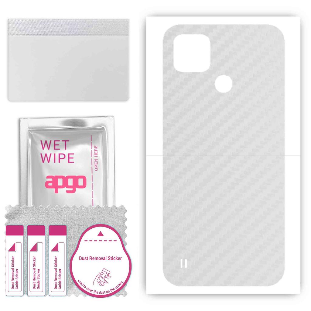 apgo Protective Skin Sticker for the Back Compatible with Realme C25Y, Wrap Film, Foil, Vinyl - Pattern Transparent Carbon