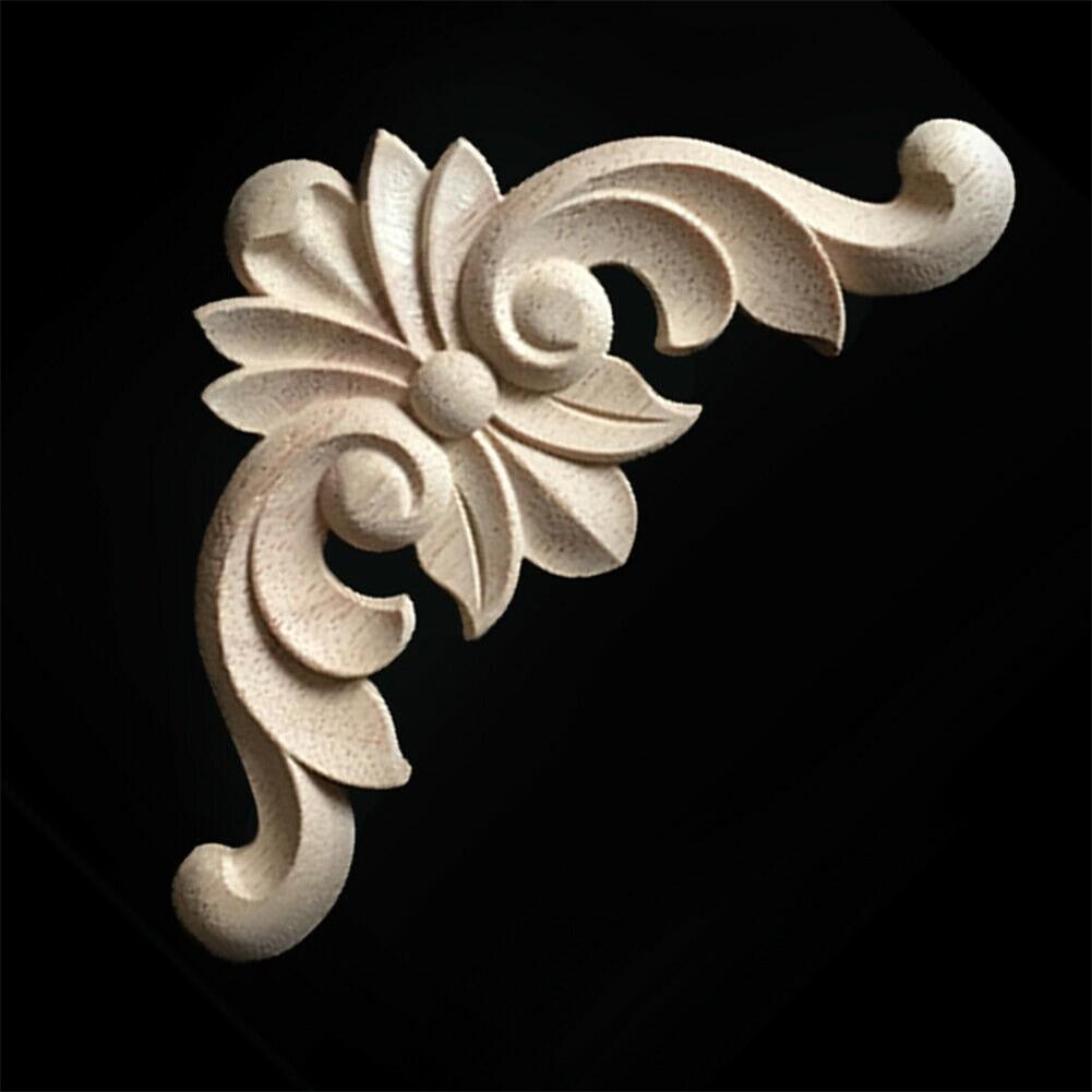 4 X Wooden Carved Corner Onlay Applique Furniture Mouldings Decal Decoration Uk