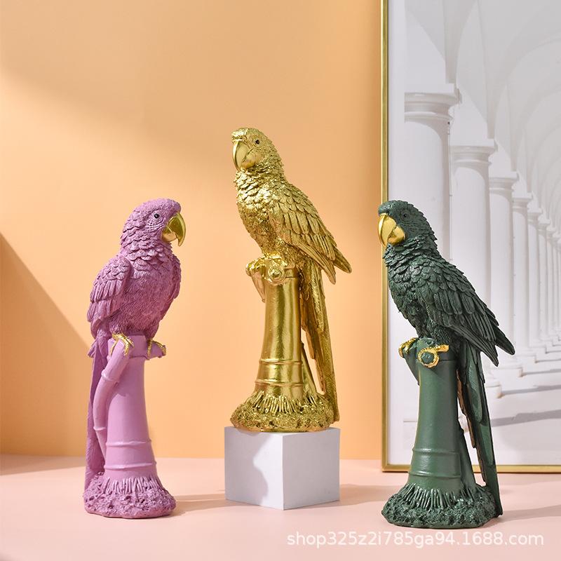Nordic Modern Minimalist Parrot Resin Statue Home Decor Creative Animal Figurine Crafts Ornaments Table Living Room Decorations