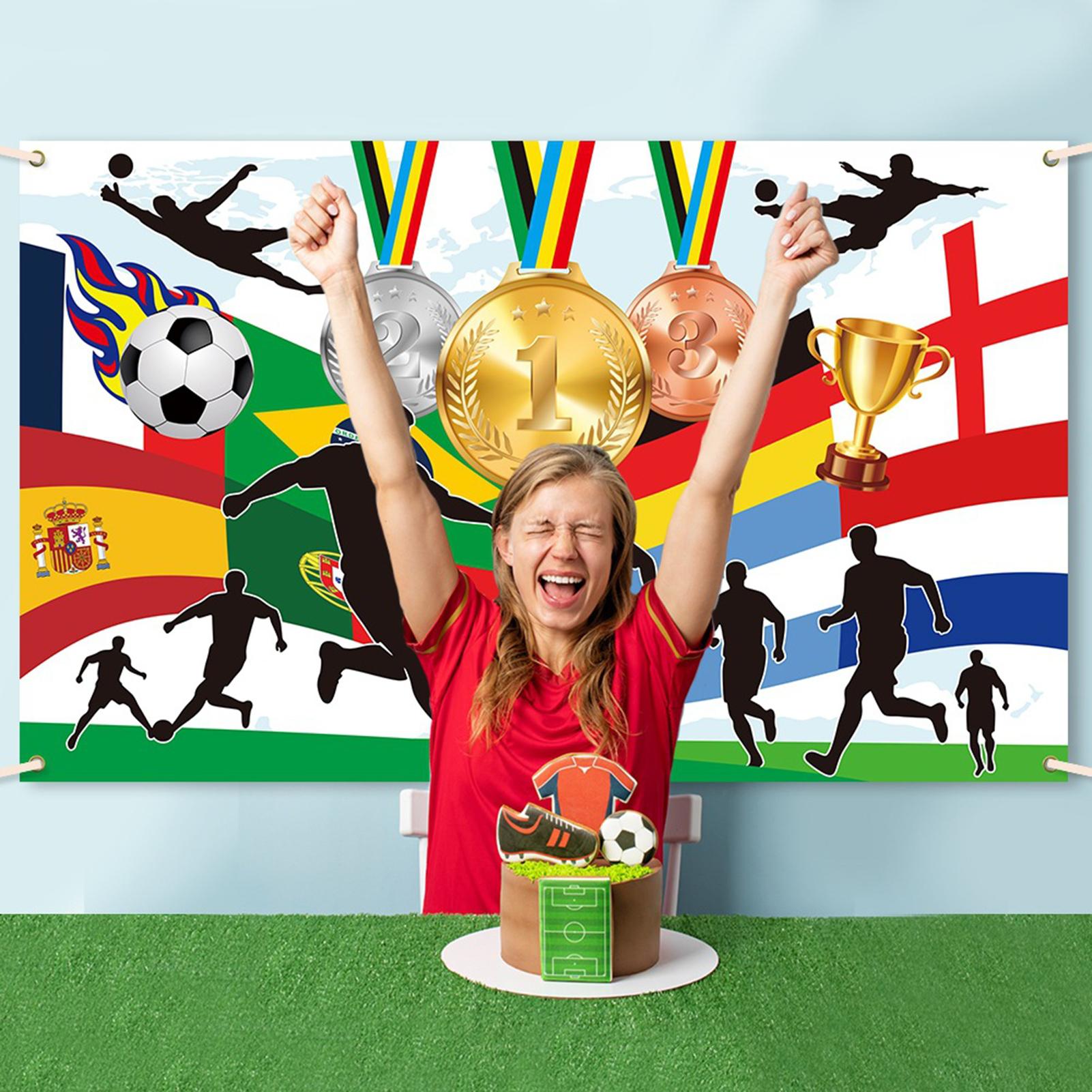 Football Theme Background Polyester Cloth for World Cup Party Decoration 180x110cm Waterproof and Durable 1PC FOOTBALL THEME