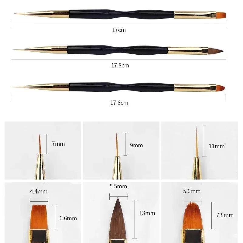 French Stripe Nail Art Liner Brush Set UV Gel Tips Ultra-thin Line Drawing Pen Dual End  Painting Brushes Manicure Tools