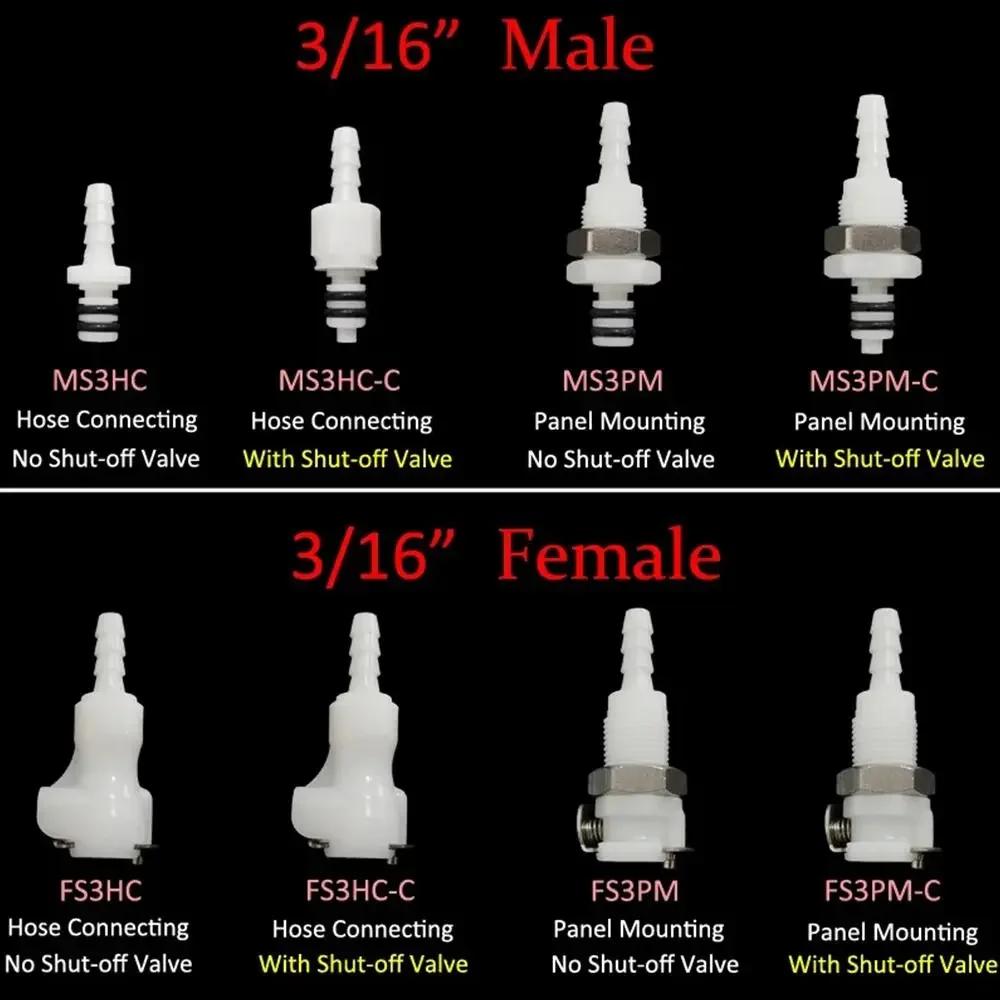 1Pcs Disconnect Fitting Coupling Hose Joint Tube Connector Male Female Hose Barb Valved Quick Shut-Off 3/16 1/4 Quick Coupler