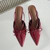 Fashion Female Pointed Toe Footwear New 2025 Pumps Women Low Heel Shoes Mules Fashion Butterfly-Knot Shallow Ladies Heel Shoes Slides