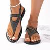 Fashion Plus-size Sandals Women's Summer Round Toe Clip Glitter Soft Soled Non-slip Wear Resistant Fashion Flat Shoes