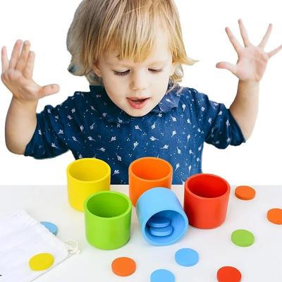 Kinder Holz Kreatives Denken Farbe Kognitive Klassifizierung Becher Farbklassifizierung Stapelbecher Spiel Lernspielzeug