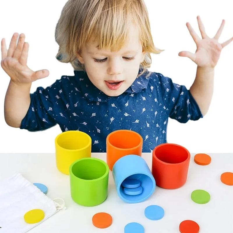 Children's Wooden Creative Thinking Color Cognitive Classification Cup Color Classification Stacking Cup Game Educational Toys
