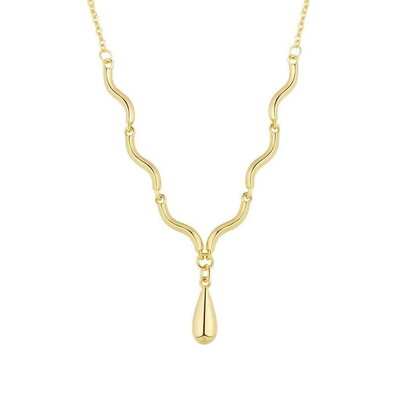 Irregular Ripple Water Drop Necklace Women's Light Luxury Niche Design High-end Fashion Exquisite Pendant Necklace