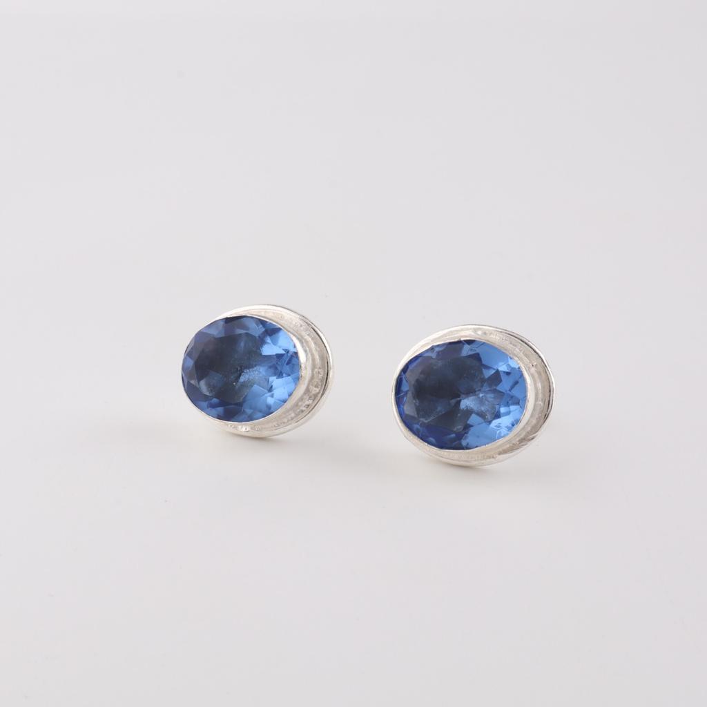 Tanzanite Gemstone 925 Sterling Silver Jewelry Handmade Stud Women Earrings 0.5" EE-178-13