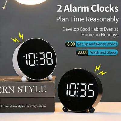 Digital Alarm Clock Large LED Display Bedside Clock with Date, Dual Alarms & Loud Ringtone for Bedrooms
