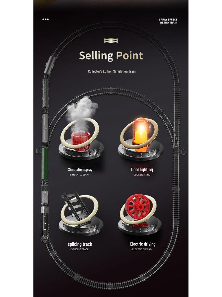 Retro Zestaw Torów Kolei Parowej - Elektryczna Zabawka dla Dzieci