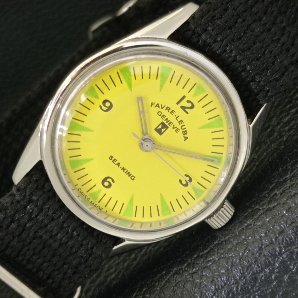 

USED FAVRE LEUBA SEA KING SWISS MENS SIGN CASE YELLOW DIAL WATCH a427709-2 R1054-a427709
