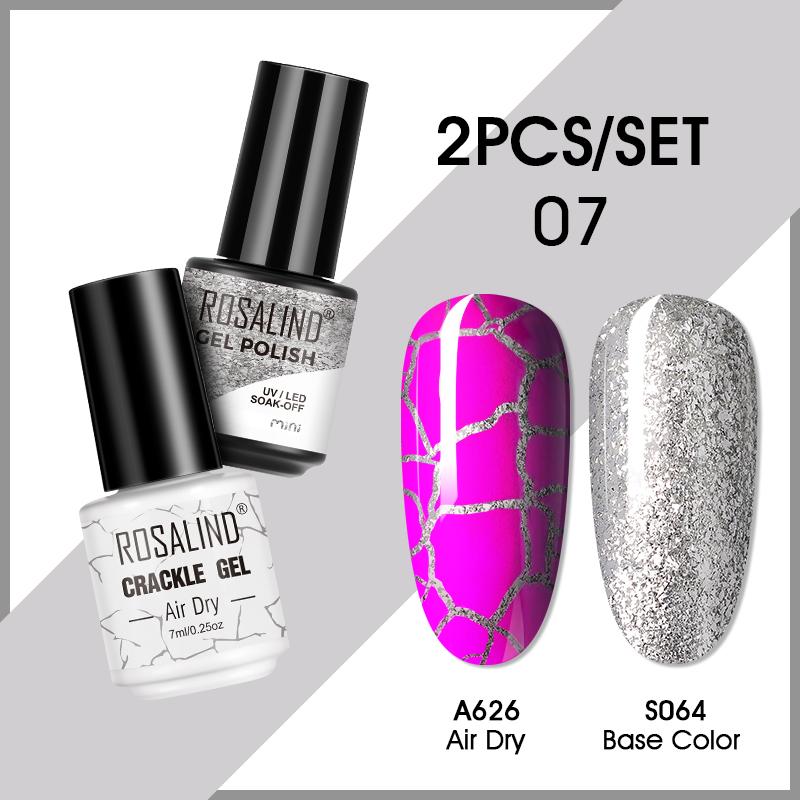 

ROSALIND 2 шт. гель-лак для ногтей цветной гель-лак для ногтей с кракелюром гель-лак для растрескивания ногтей быстросохнущий гель для дизайна ногтей
