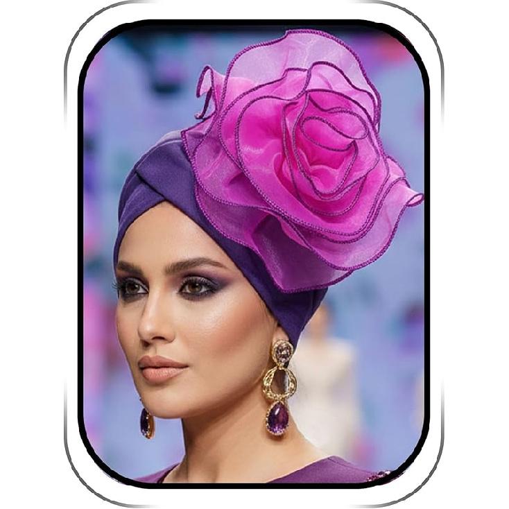 Headwrap Hair Turbans African Turban Flower Pearl Crystal Twisted Head Turban for Women Fashion
