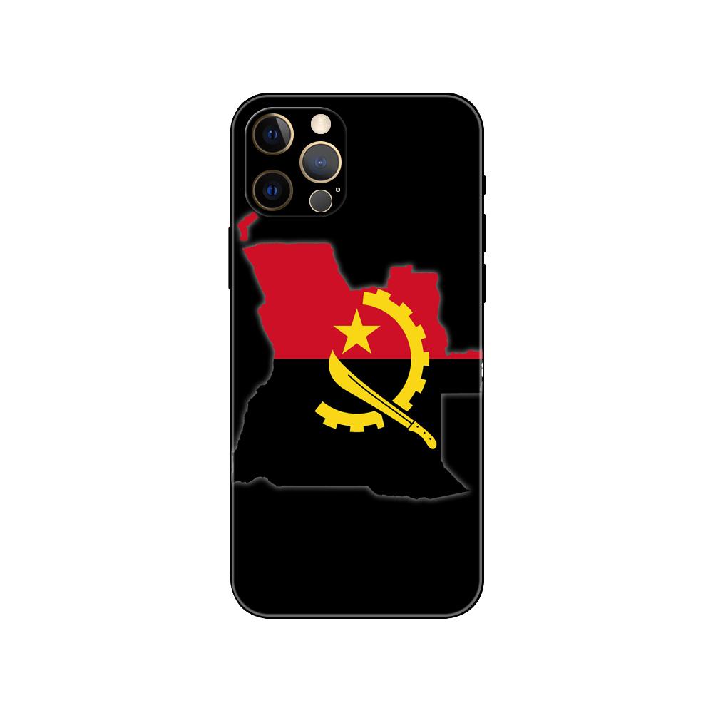 Schwarze TPU-Hülle für iPhone 5 5s se 2020 6 6s 7 8 plus x 10 XR XS 11 12 13 mini pro MAX Rückseite Angola Flagge