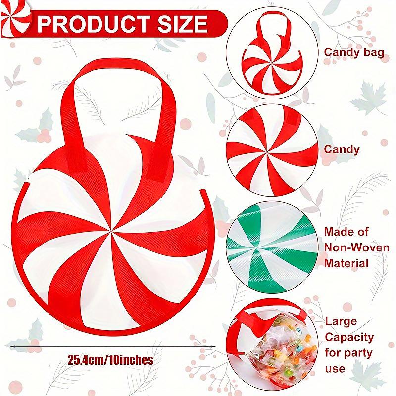 1/10PC Candy Cane-Shaped Birthdays Green & Red Striped Design Weddings Gift Bag Candy Cane Decorations 2 Colors