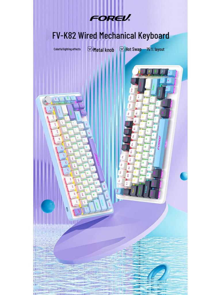 RGB Russian Co-branded Custom Three-Mode Wired Gaming Mechanical Keyboard