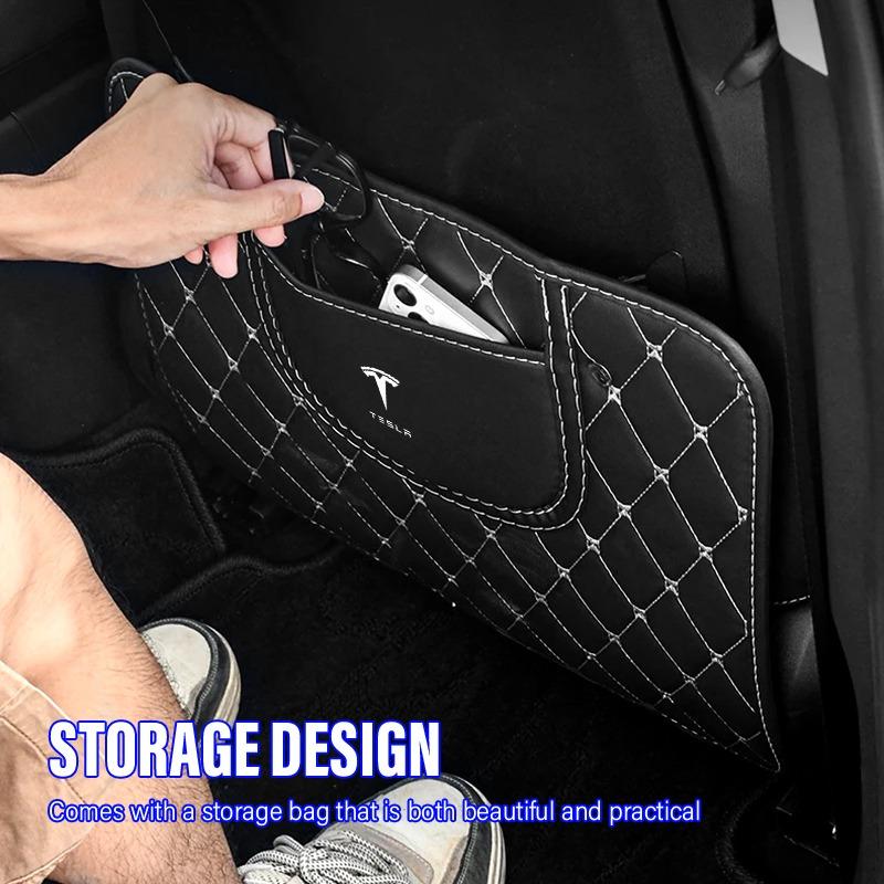 Car Anti-kick Pad Interior Leather Auto Seat Back Protector Pads Anti Scratch For Tesla Model S Model X Model Y Model 3 Roadster SpaceX