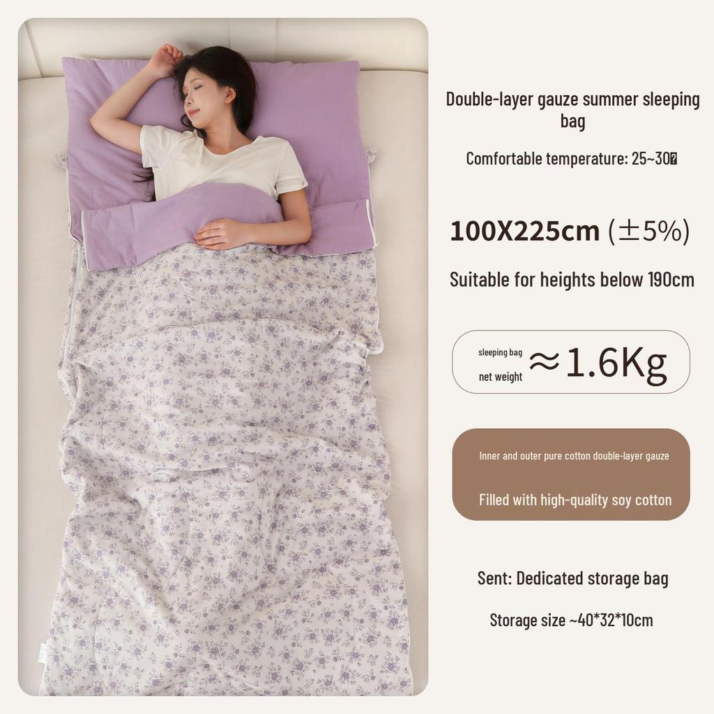 Pure Cotton Adult Plus Size Shoulder Protector & Anti-kick Sleeping Bag for Indoor/Outdoor Use