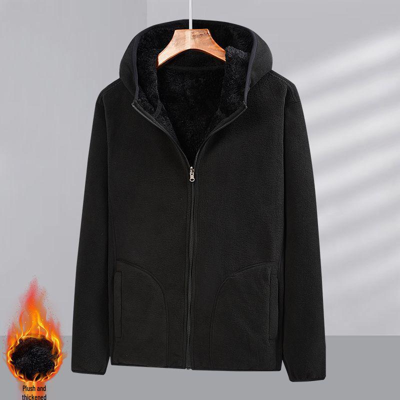 

Unisex Thick Coral Fleece Hooded Jacket - Reversible Warm Autumn/Winter Cardigan M for 80-110 Jin
