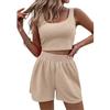 2023 Summer Women's Sweet Style Knit Sleeveless Casual Solid Color Suit