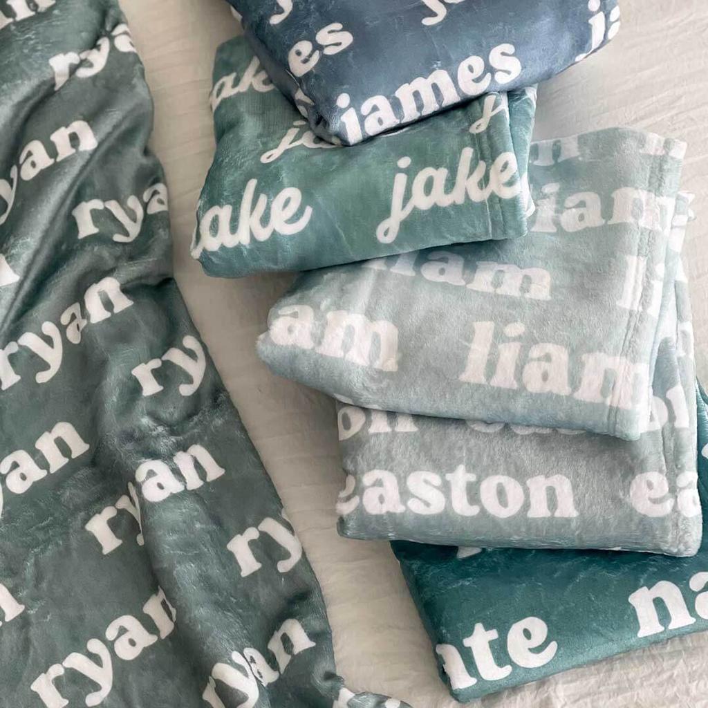 Dropshipping Personalized Color Baby Blanket Name Printed Soft Minky Plush Flame Retardant All-Season