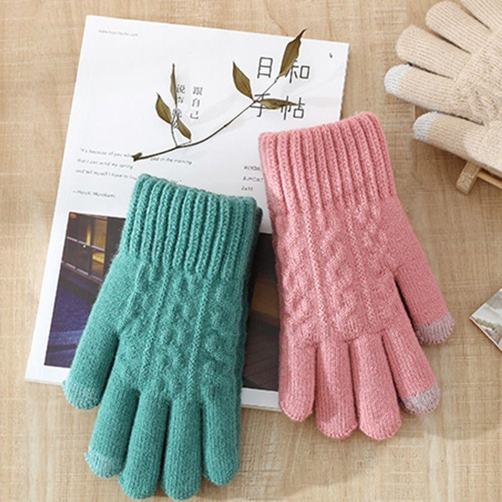 Gants d'extérieur coupe-vent en peluche pour hommes et femmes, moufles, gants tricotés pour femmes, automne hiver