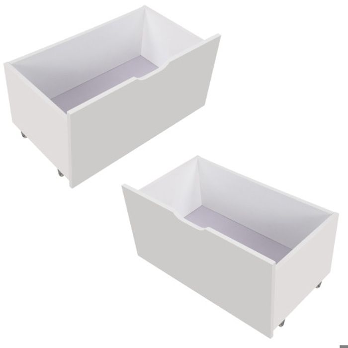 Tiroir De Lit - WF - 2 Tiroirs - Blanc - Utilisation Avec Lit D'enfant - Rangement Pratique