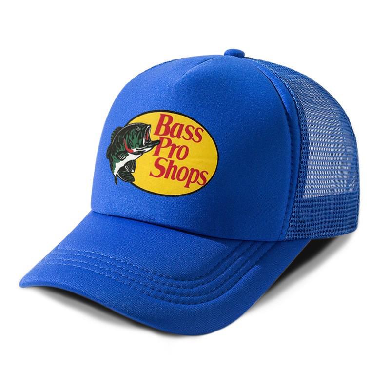 Global Finds Europese-Amerikaanse Bass Pro Shops Bedrukte Baseballpet voor Buitensporten & Vissen Adjustable blauw