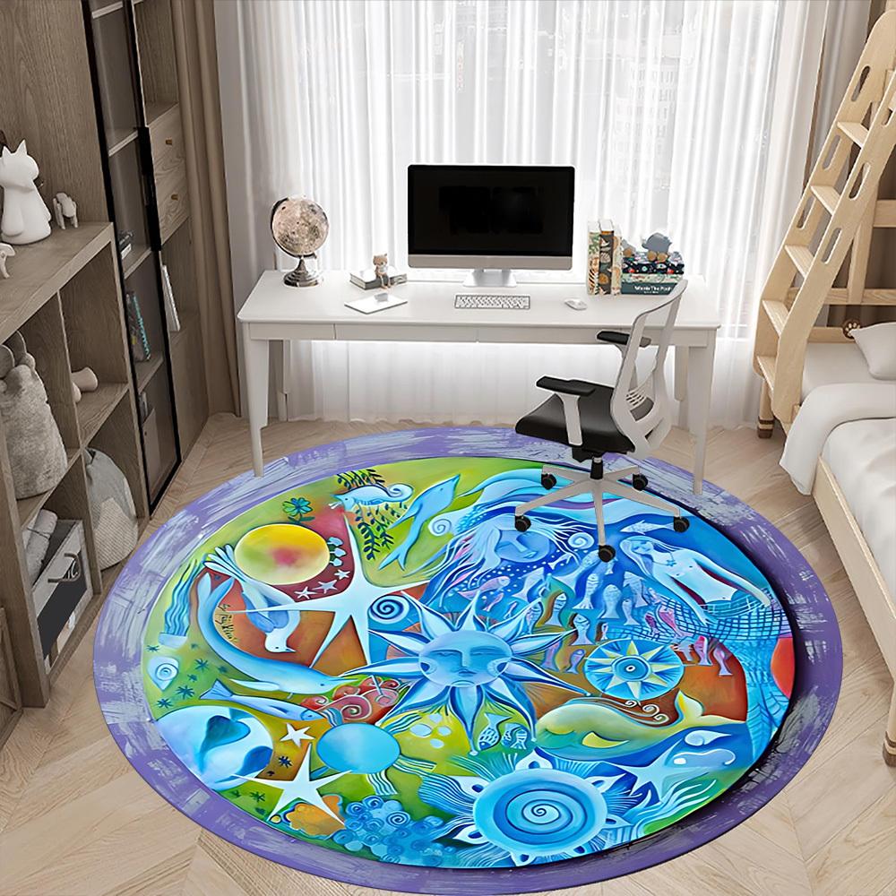 1pc Oceanic Fantasy Chair Carpet for Office,  Soft and Durable Office Rug for Interior Decoration, Perfect for Office yy251227099