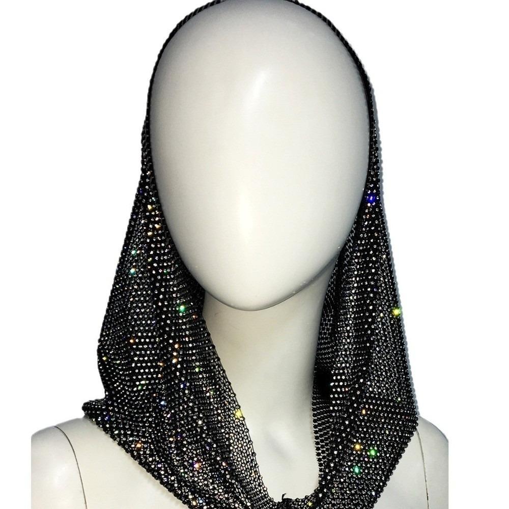 Shiny Rhinestone Rhinestone Mesh Hood Sheer Mesh Beach Hat Gothic Hat  Women Headwear Accessories