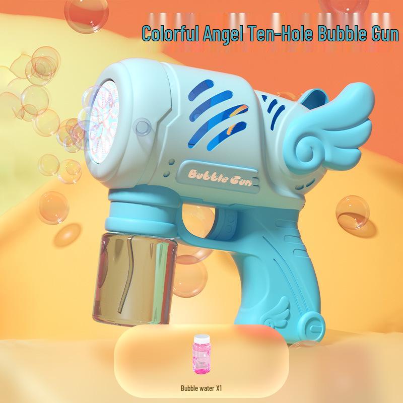 Popular 10-Hole Automatic Bubble Gun Toy - Angel Gatling Bubble Blower