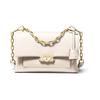 Cece Gold Buckle Flip Chain Commuter Solid Color Leather Shoulder Crossbody Bag Medium Size Women Milk Tea White