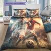 Messi Ronaldo 3pcs Duvet Cover Set, Football Star Print Bedding Set, Soft Microfiber Bed Cover with 2 Pillowcases for Soccer Fans Bedroom