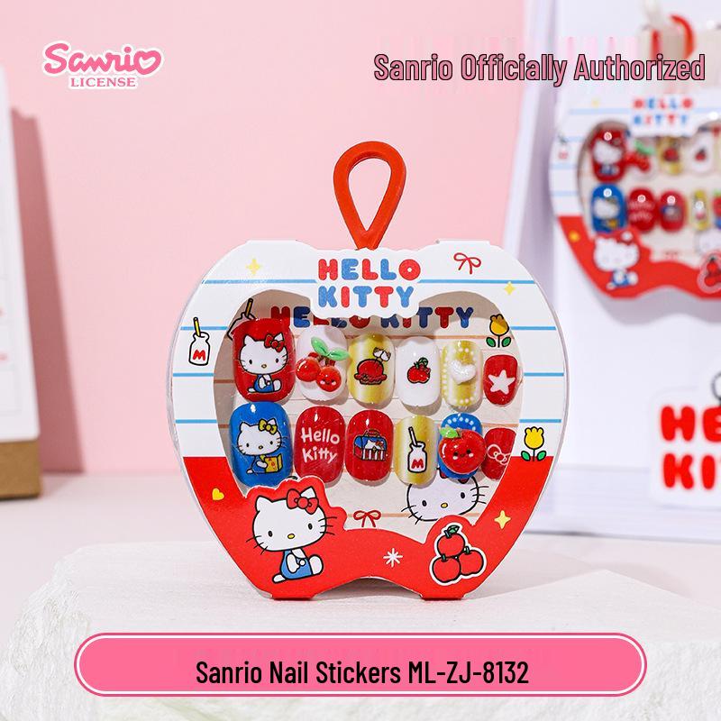 KT Cat Tecknad Bärbar Nagelklistermärke för Barn - Avtagbar, Självhäftande Gelé Nageldekor för Flickor