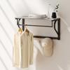 Wall-Mounted Coat Rack, Coat Hooks, 5 Hooks, Top Shelf, Versatile, Grey