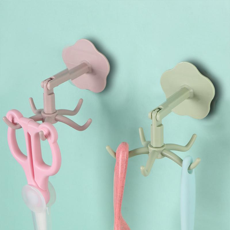 1/2/3PCS Storage Hooks Wall Hanging Punch-free 360 ° Rotating Universal Hooks Save Space Kitchen Organizer Small Object Hanger