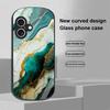 Zelený mramor pro Apple iPhone 16 11 13 15 14 Pro Max 12 Mini 7 8 Plus XR X XS Elipsovitý tvar Tvrzené sklo Pouzdro na telefon