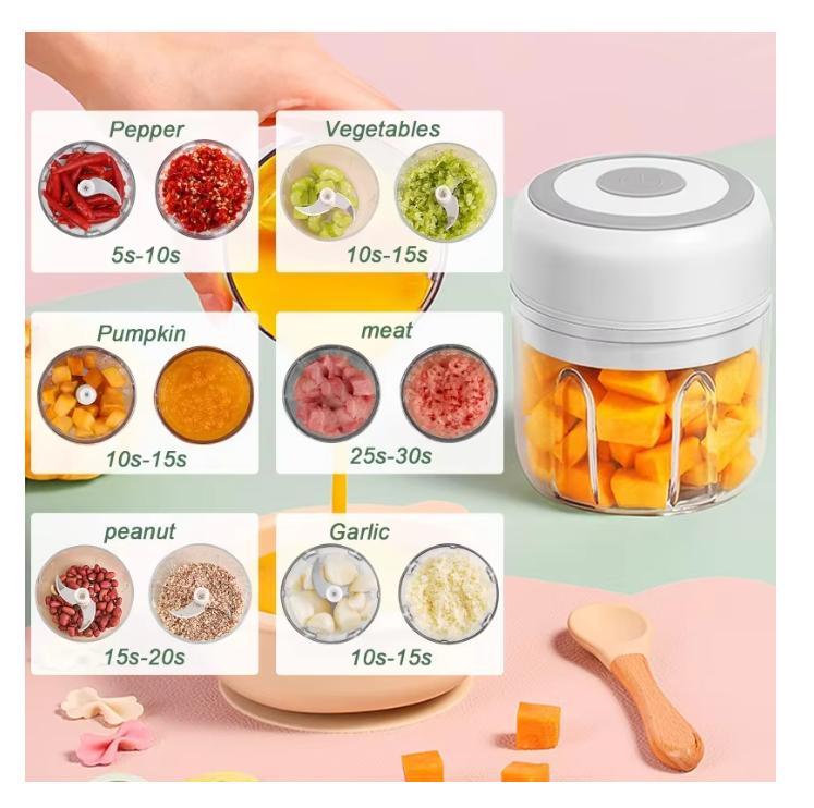 250ML Electric Garlic Grinder Household Multifunctional Meat Grinder Wireless Portable Mixer for Baby Food Processo
