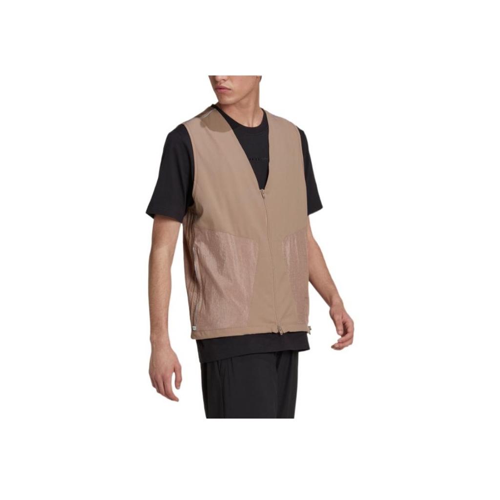 Adidas Originals Trefoil Solid Color Side Pocket Zippered Sports Vest Men Vests Brown HK2737
