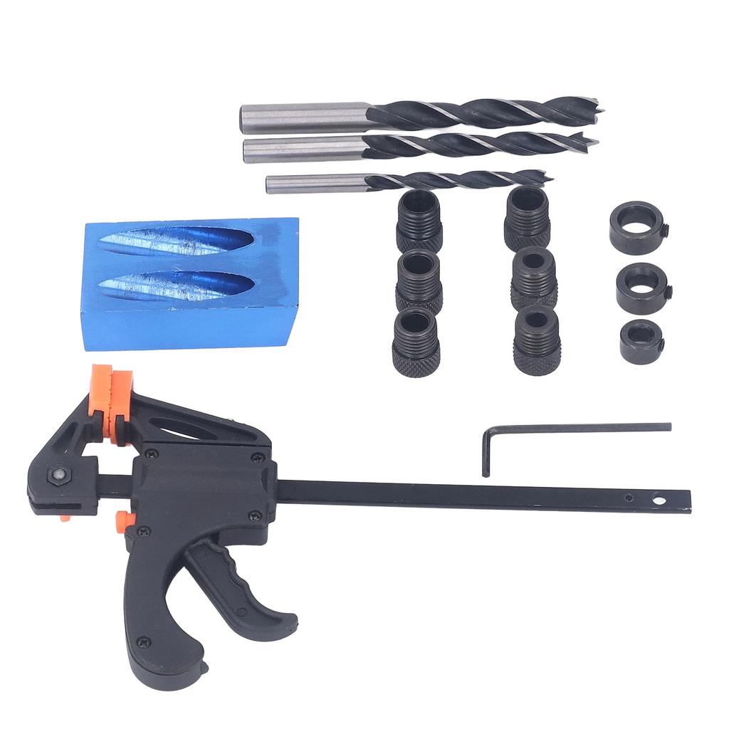 15 Stück Taschenlochbohrlehre 15 Grad Aluminiumlegierung Schräglochbohrwerkzeug für Holzbearbeitung